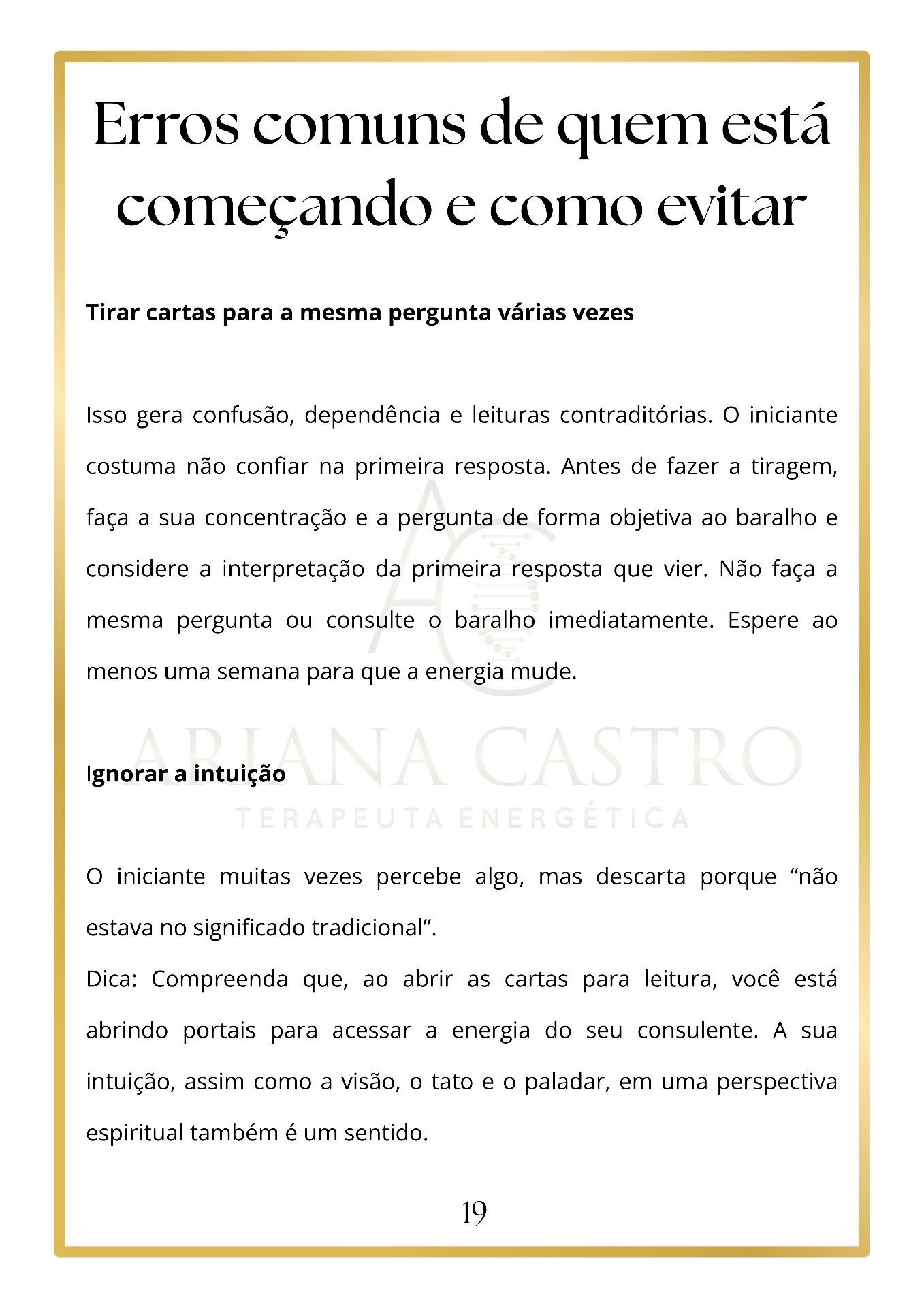 Página 3 do Manual Cartomante Desperta
