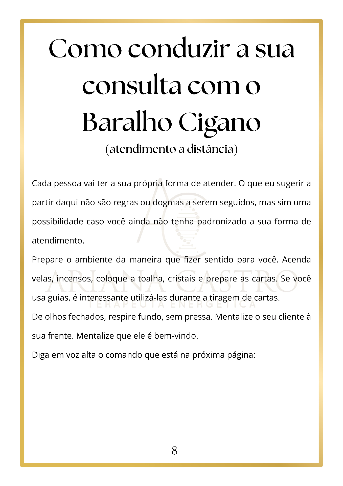 Página 1 do Manual Cartomante Desperta